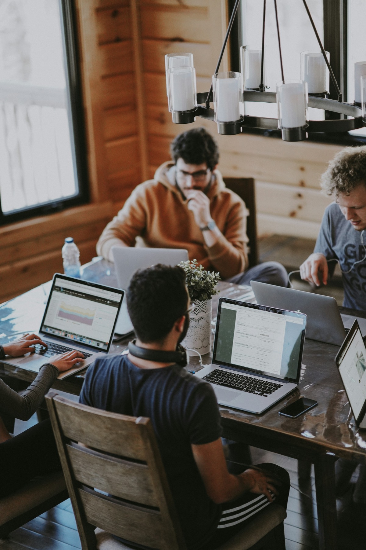 A small team working together around one table